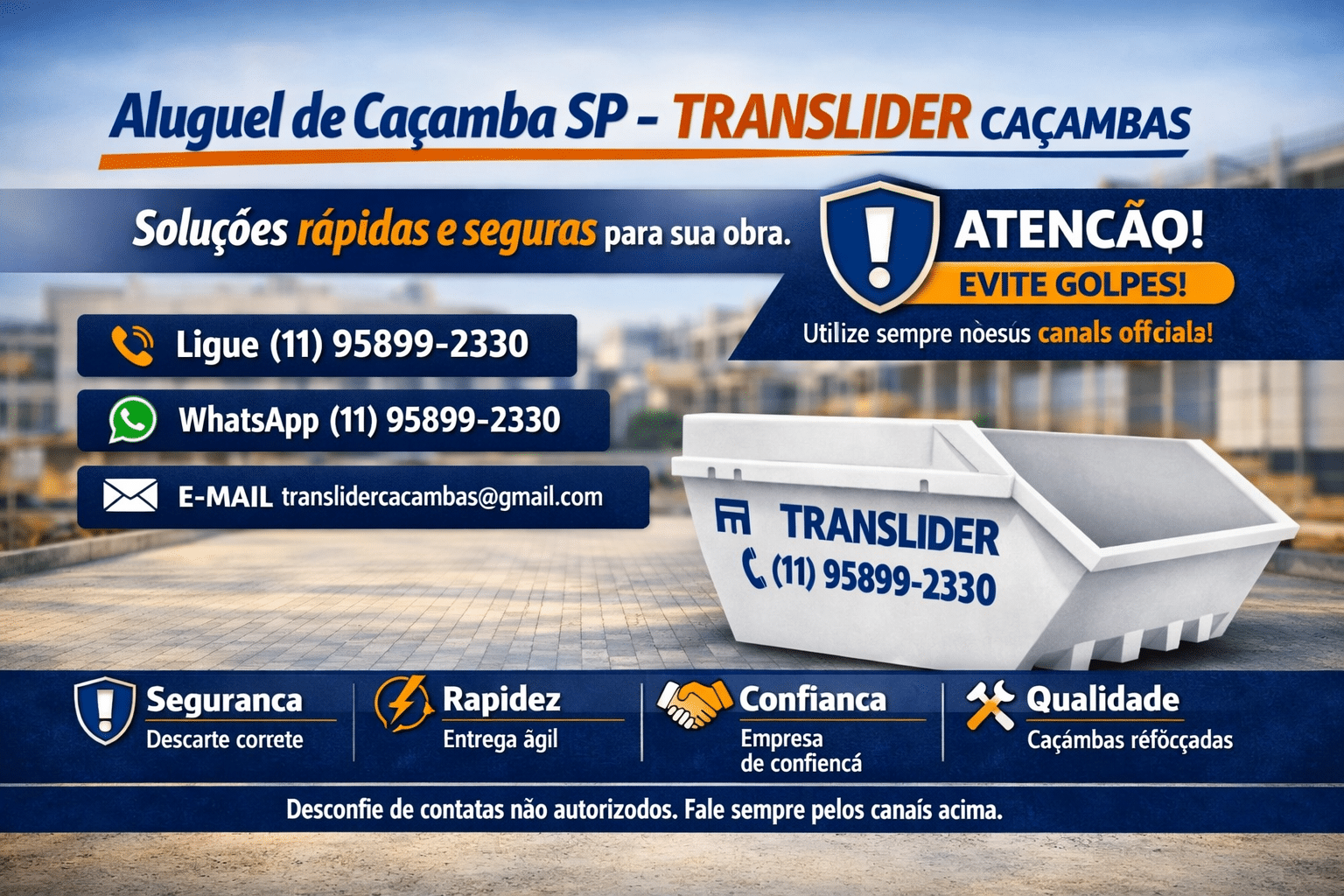 aluguel de cacamba sp translider caçambas